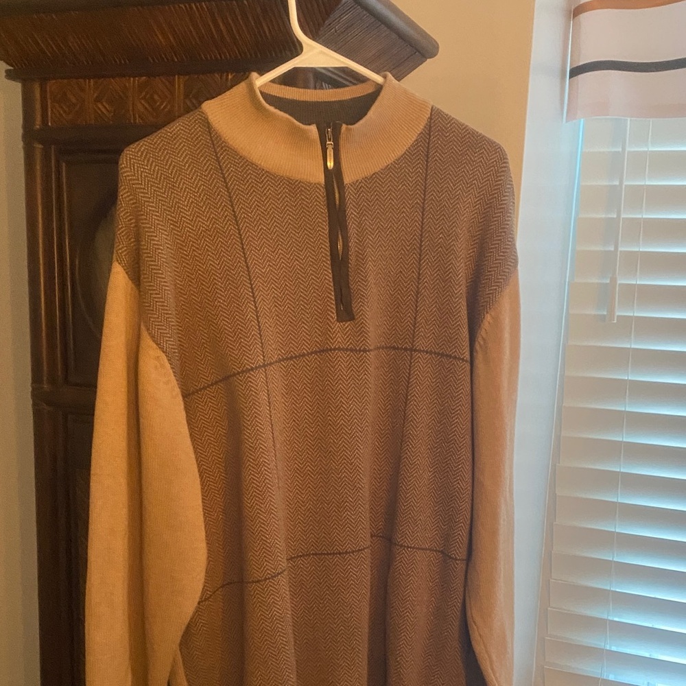 Men's Tan Sweater with Zipper